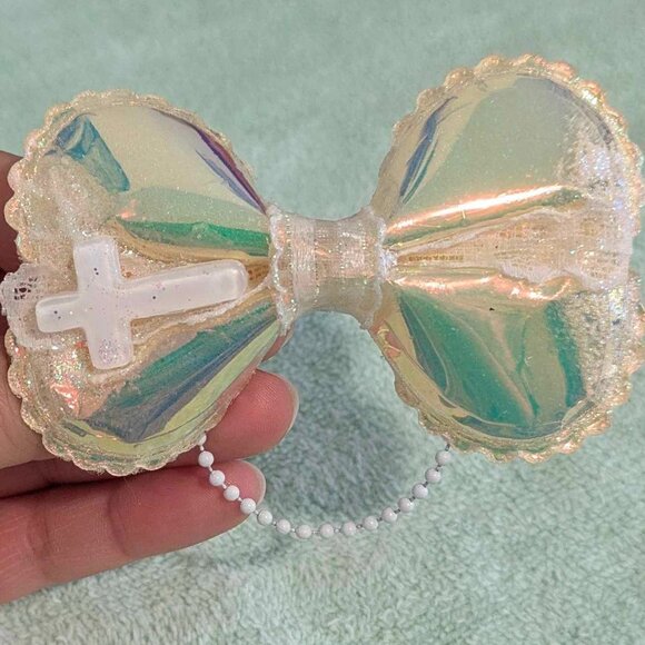 Frost Lolita / Visual Kei Glitter & Lace Cross Hair Bow - Picture 1 of 3